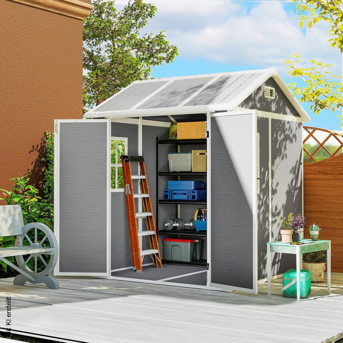 Outsunny Garden Storage Shed grau B/H/L: ca. 181x220x181 cm