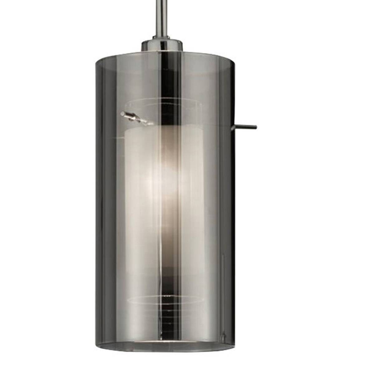 Searchlight Pendelleuchte Duo silber Stahl Glas B/H/L: ca. 12x130x71 cm E14 3 Brennstellen