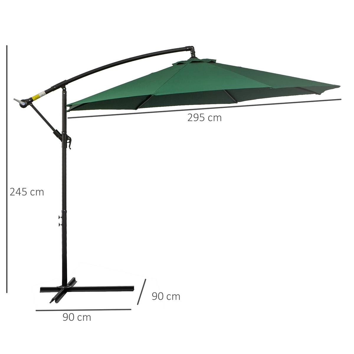 Outsunny Ampelschirm grün Stahl H/D: ca. 245x295 cm