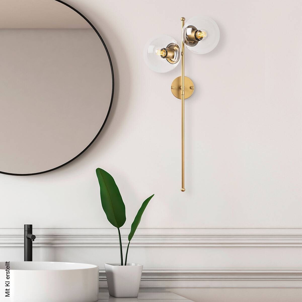 Opviq Wandleuchte gold B/H/T: ca. 32x72x27 cm E14 2 Brennstellen
