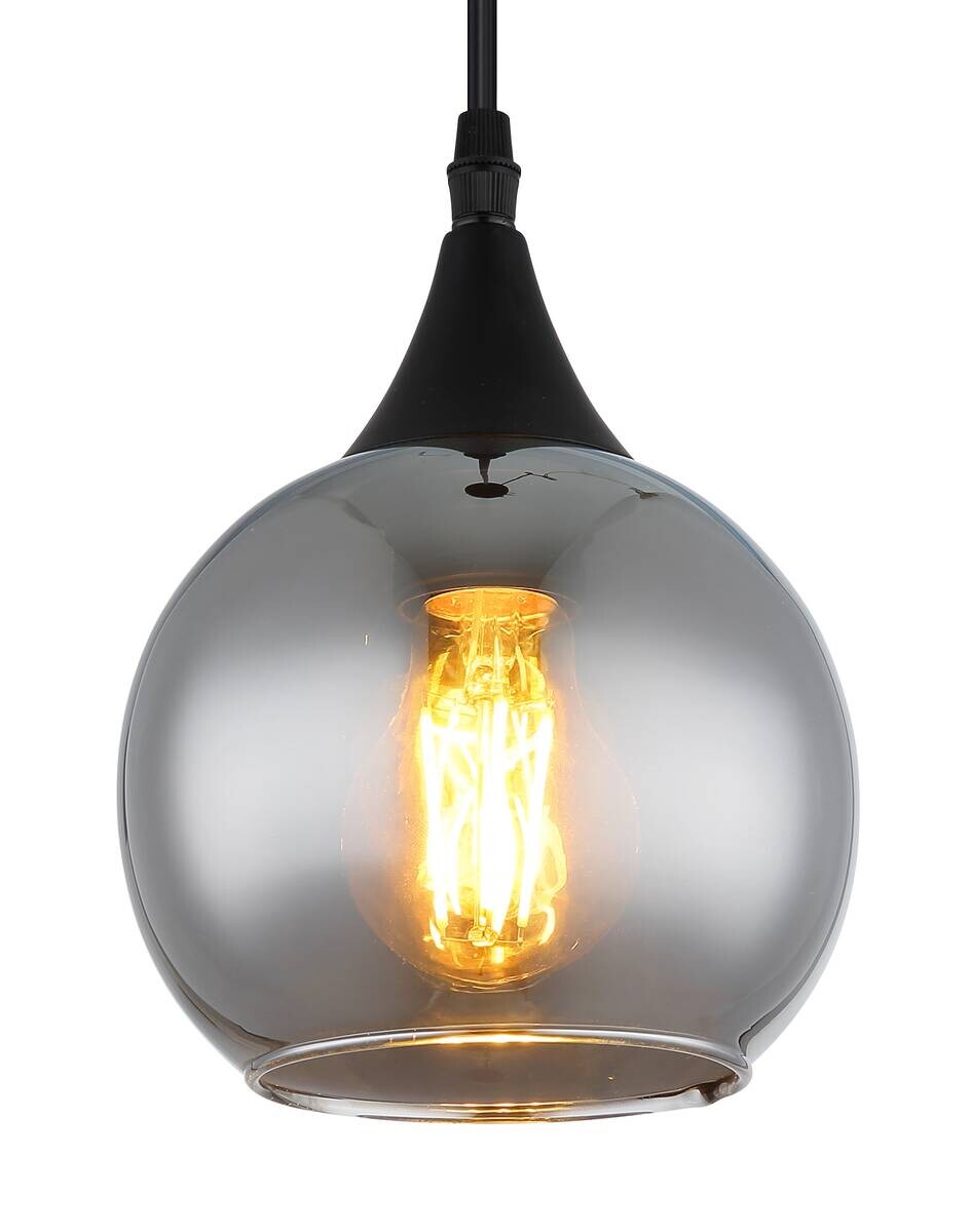 GLOBO Pendelleuchte Nika schwarz Glas Metall H/D: ca. 120x15 cm null 1 Brennstellen
