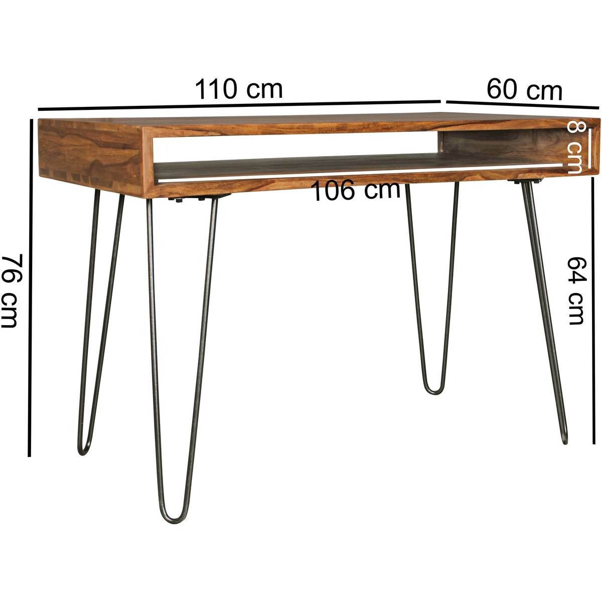 Schreibtisch natur schwarz matt B/H/T: ca. 110x76x60 cm