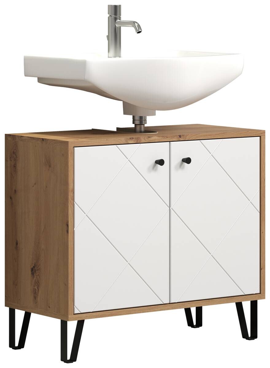 Waschbeckenunterschrank Touch Eiche Artisan Nachbildung weiß matt B/H/T: ca. 69x61x32 cm