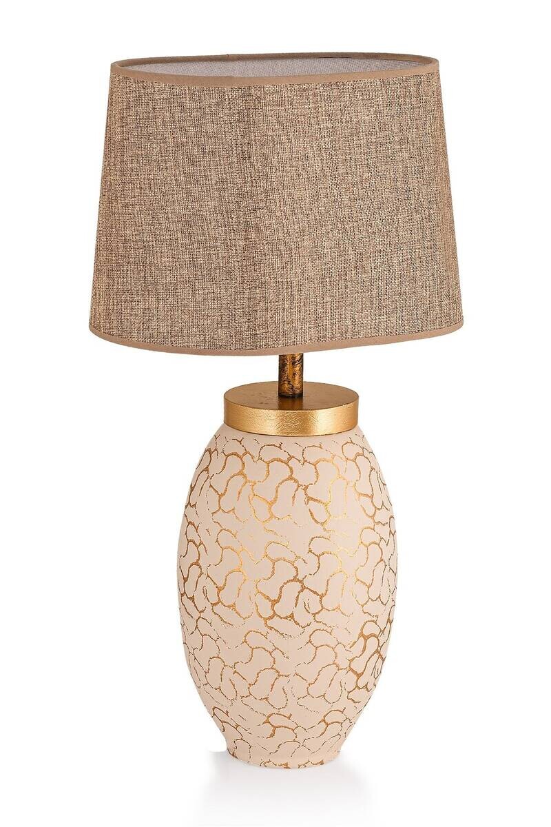 Opviq Tischleuchte creme gold Keramik B/H/L: ca. 30x55x30 cm E27 1 Brennstellen