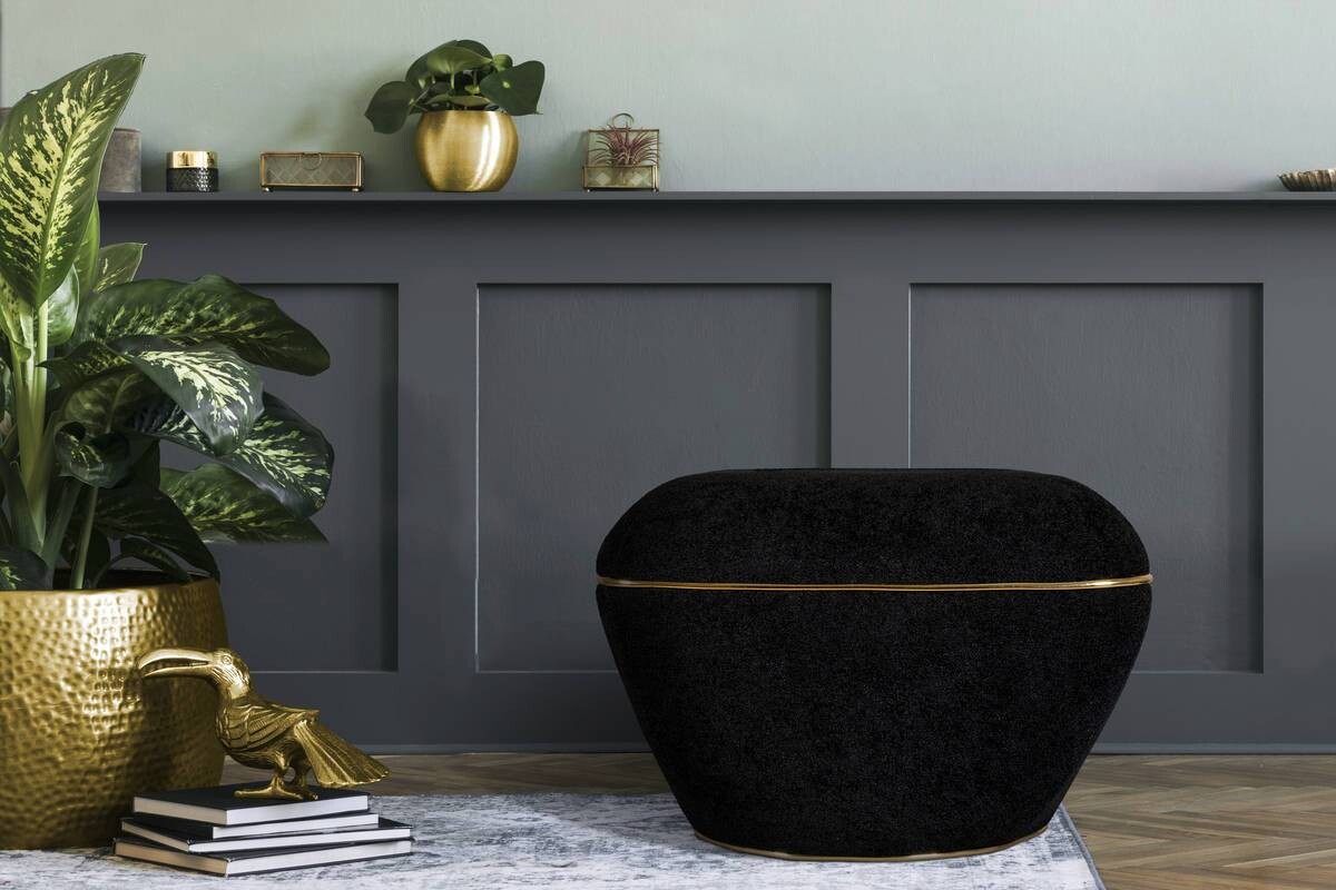 360 Living Hocker Contessa 110 schwarz gold B/H/T: ca. 60x42,5x60 cm