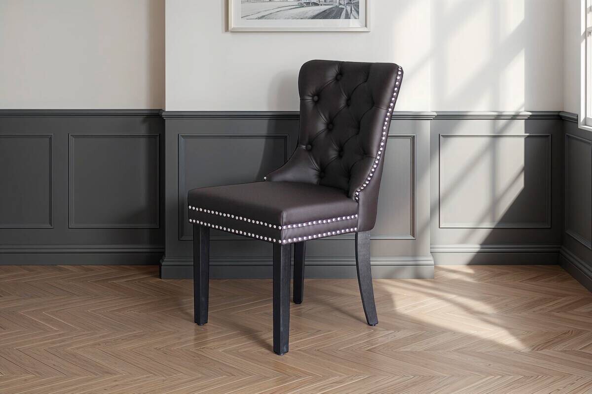 Stuhl DOMINO, 2er-Set schwarz braun Kunstleder B/H/T: ca. 48,5x93x61 cm