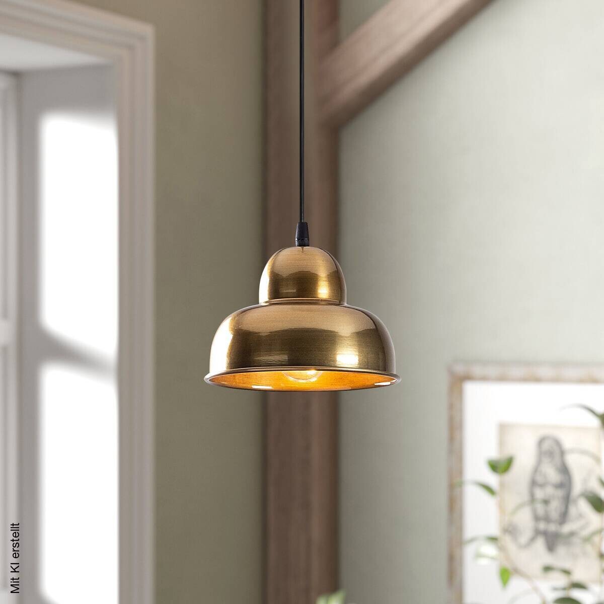 Opviq Pendelleuchte gold B/H/T: ca. 20x111x20 cm E27 1 Brennstellen