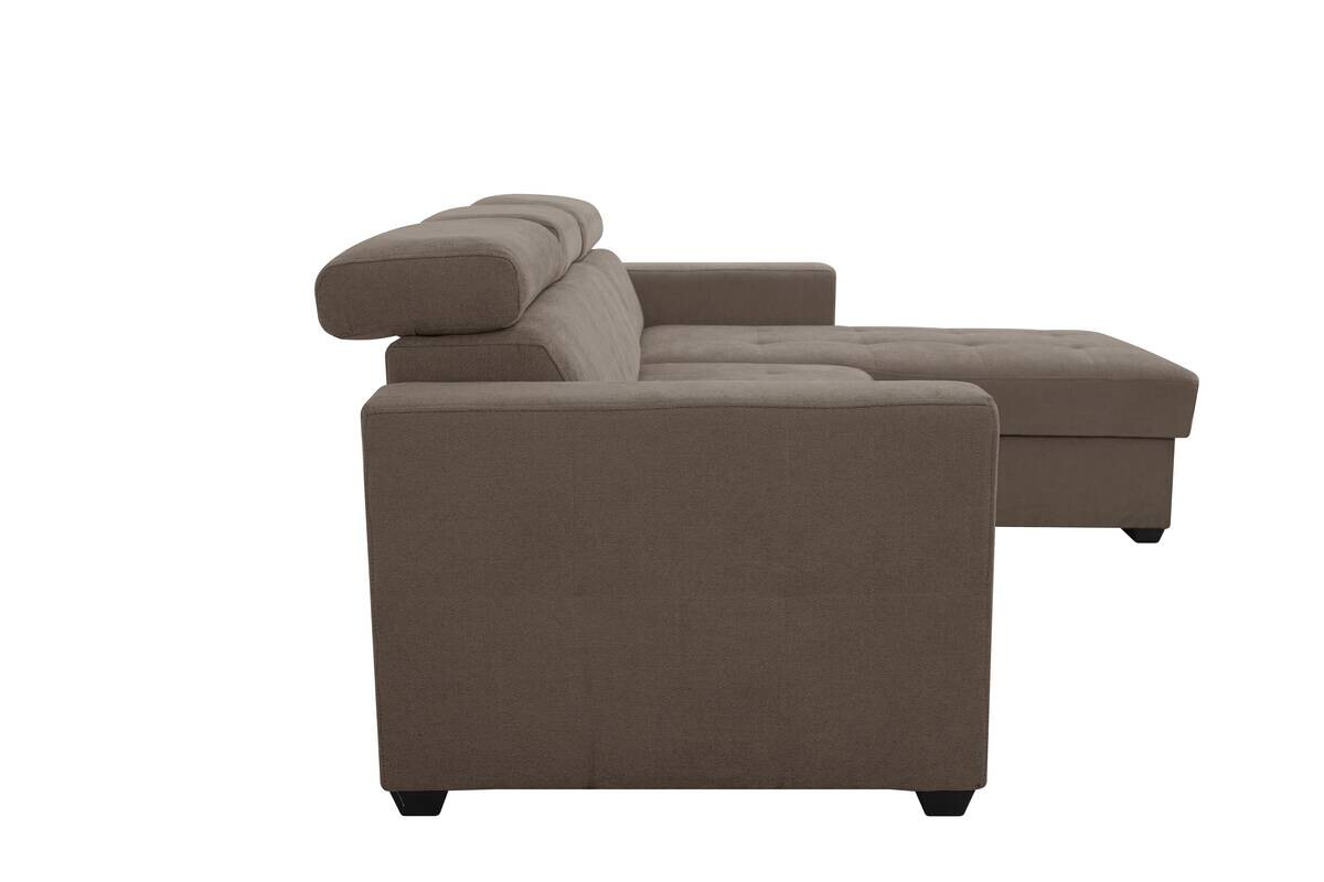 Ecksofa mit Bettfunktion und Bettkasten hellgrau Microfaser B/T: ca. 238x170 cm