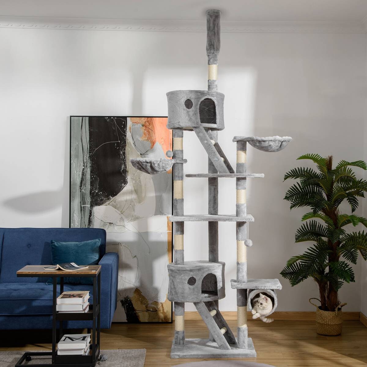 PawHut Kratzbaum hellgrau Polyester B/H/L: ca. 45x260x60 cm