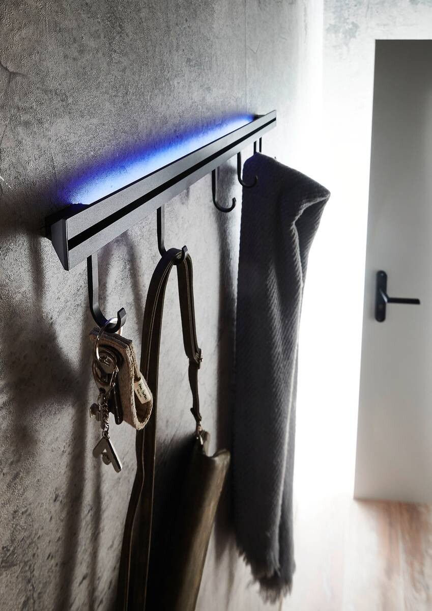 Wandgarderobe Frida schwarz B/H/T: ca. 60x8x6 cm