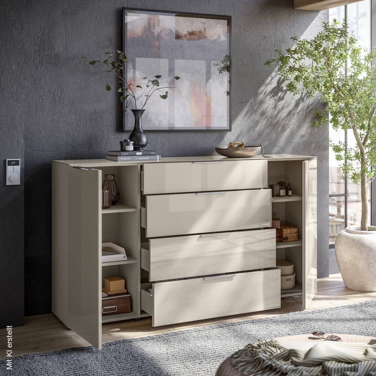 Kommode Santorin Kaschmir Chrom B/H/T: ca. 180x99x40 cm