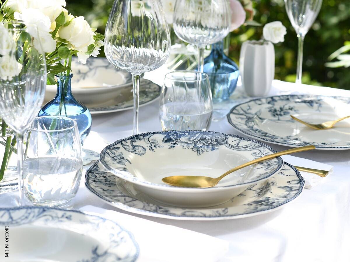 CreaTable Tafelservice Adelaide Blau blau Porzellan 8 tlg