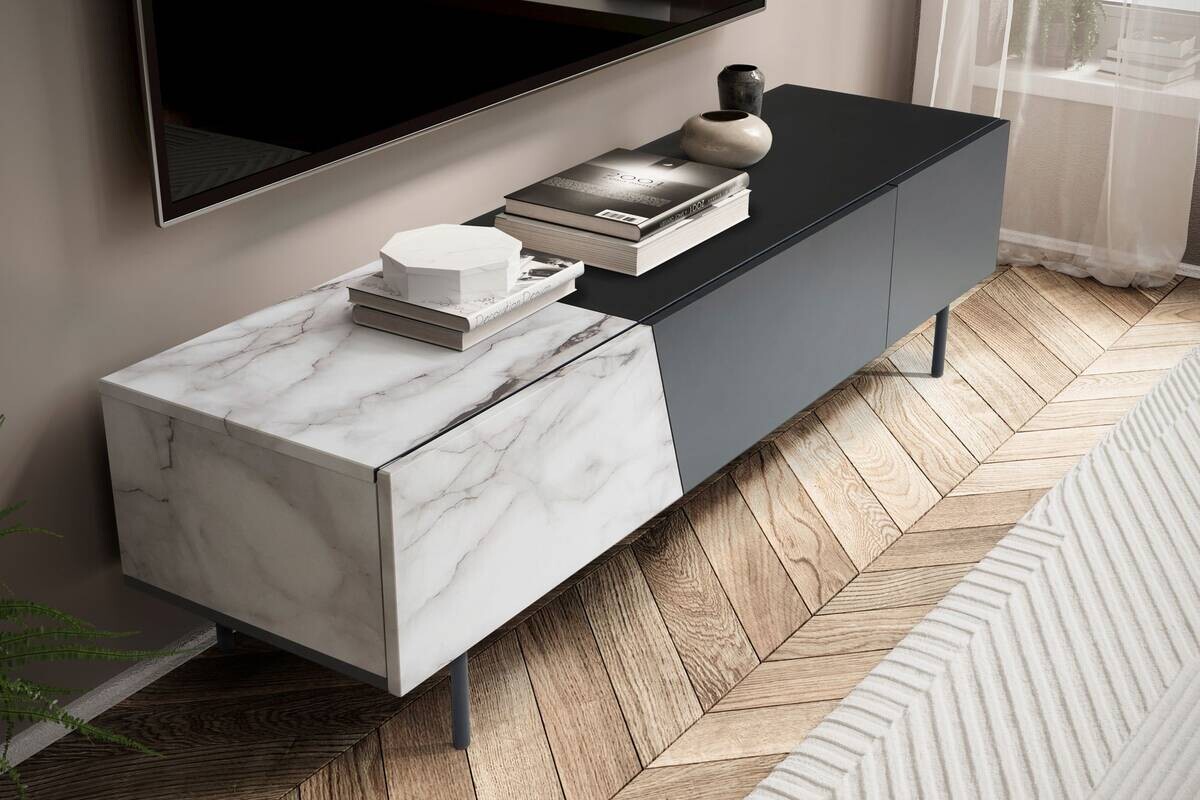 Lowboard weiß Marmor Optik B/H/T: ca. 150x40x40 cm