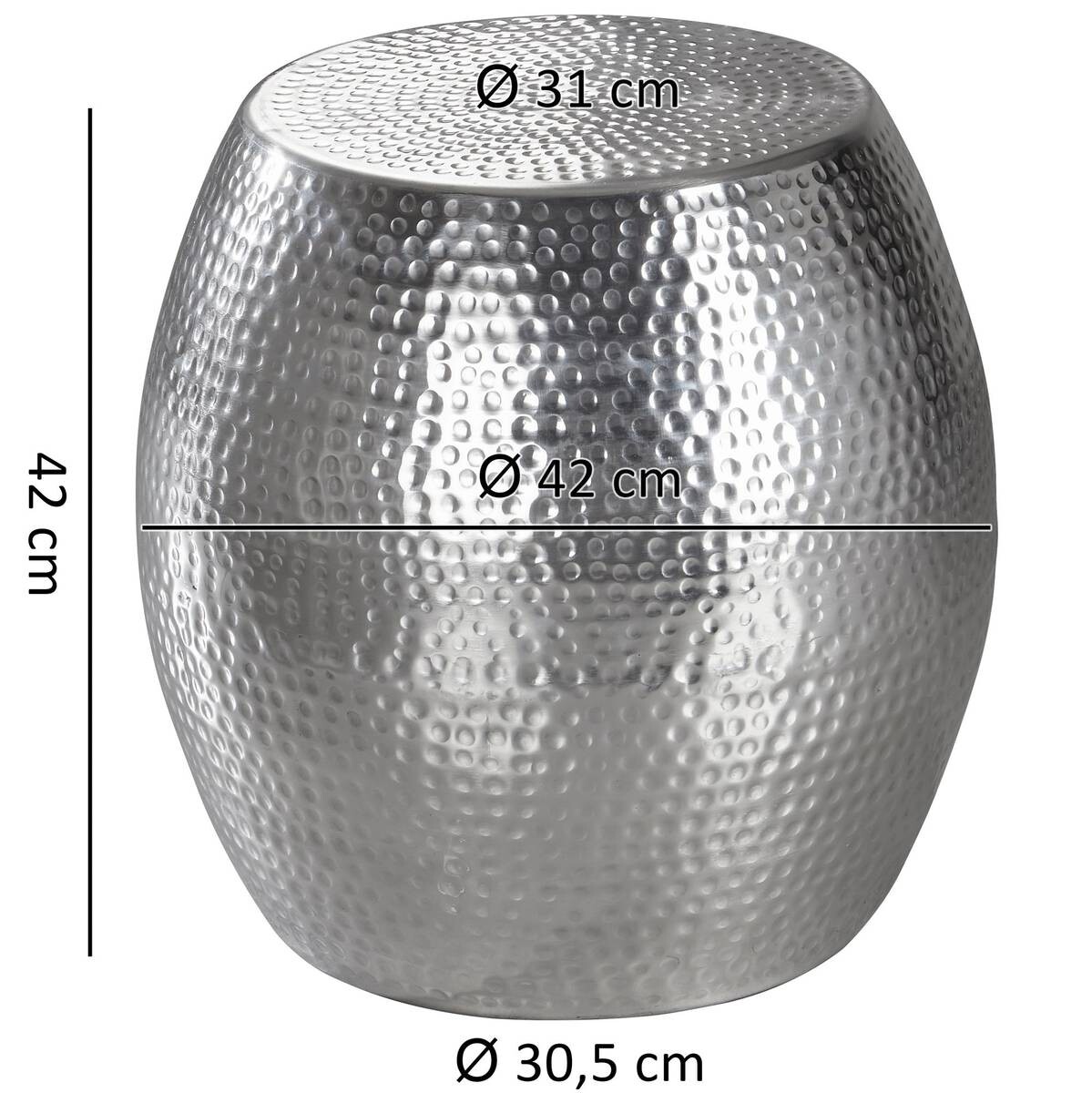 Beistelltisch silber lackiert Aluminium B/H/T: ca. 42x42x42 cm