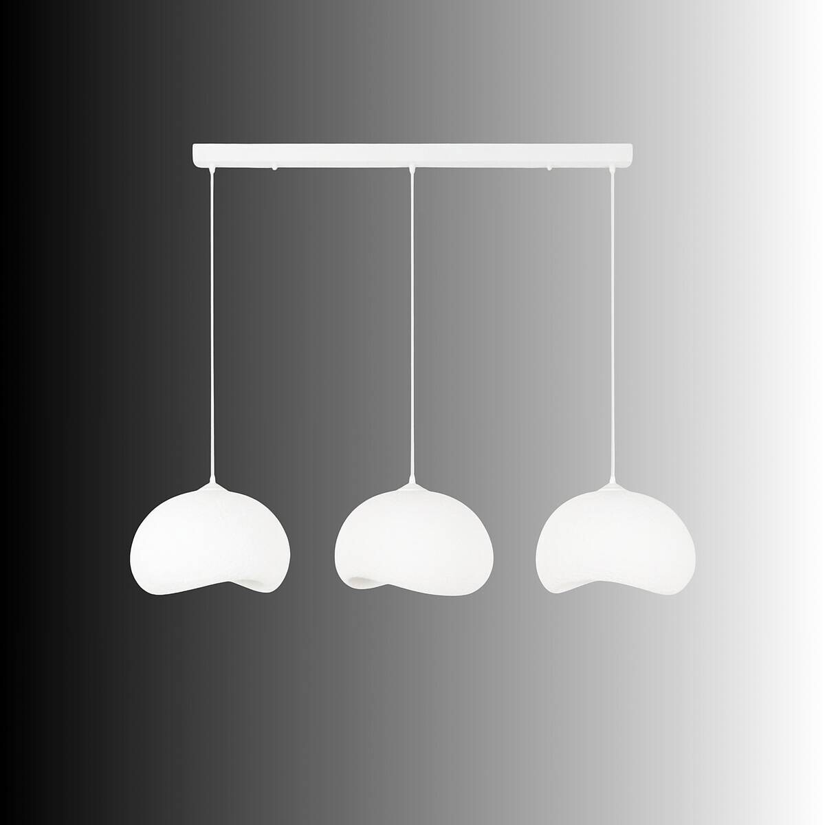 Opviq Pendelleuchte Yontu-15853-A weiß Metall Polyester-Mischgewebe B/H/L: ca. 29x120x34 cm E27 3 Brennstellen