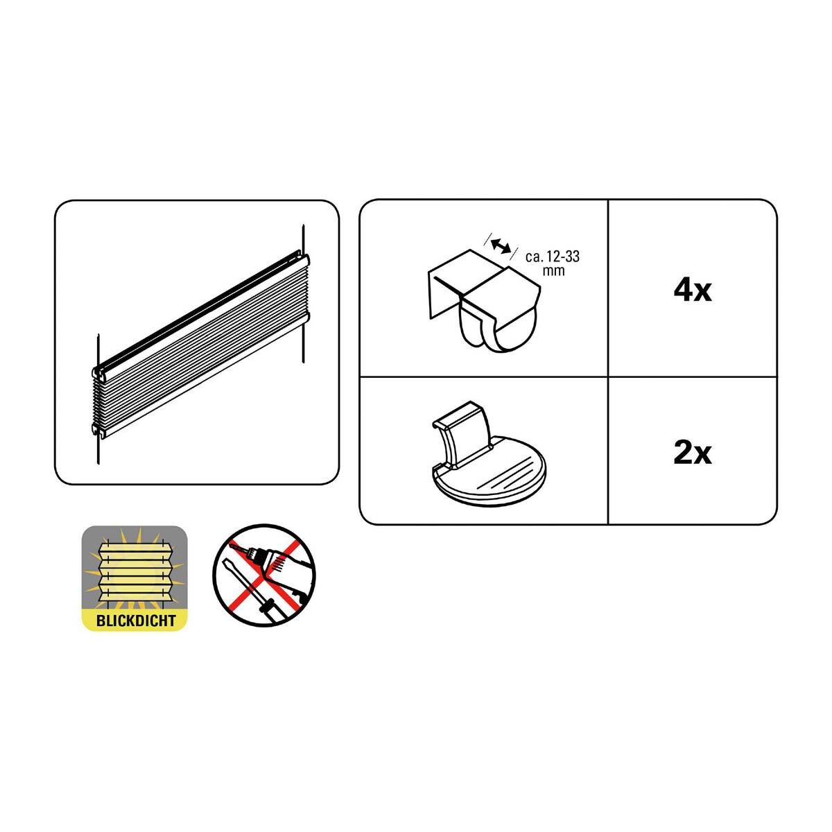 Spannplissee Easyfix Pia grau B/L: ca. 65x130 cm