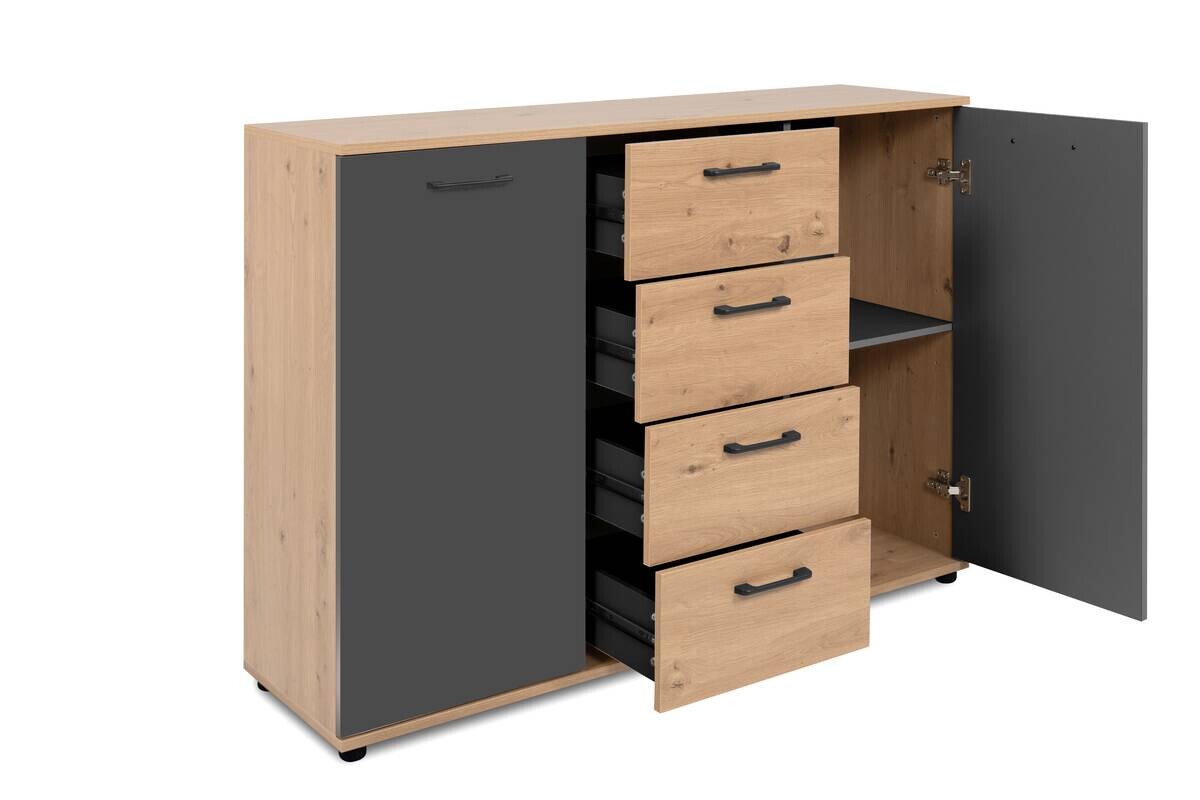 Kommode Kerry 01C Eiche Artisan Nachbildung anthrazit B/H/T: ca. 120x85x35 cm