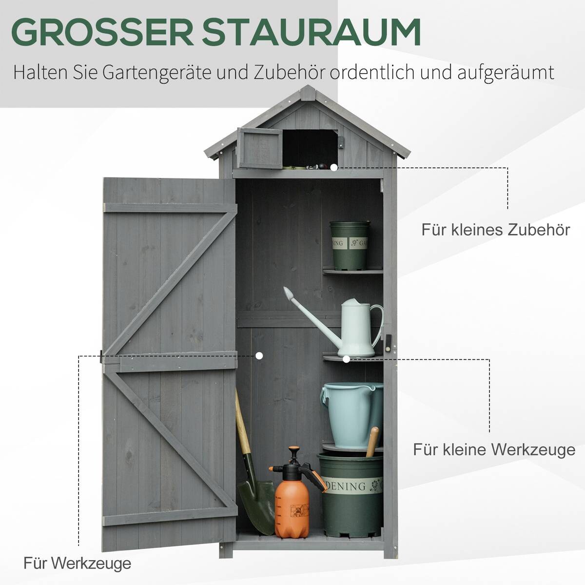 Outsunny Gartenhaus grau B/H/L: ca. 54x179x77 cm