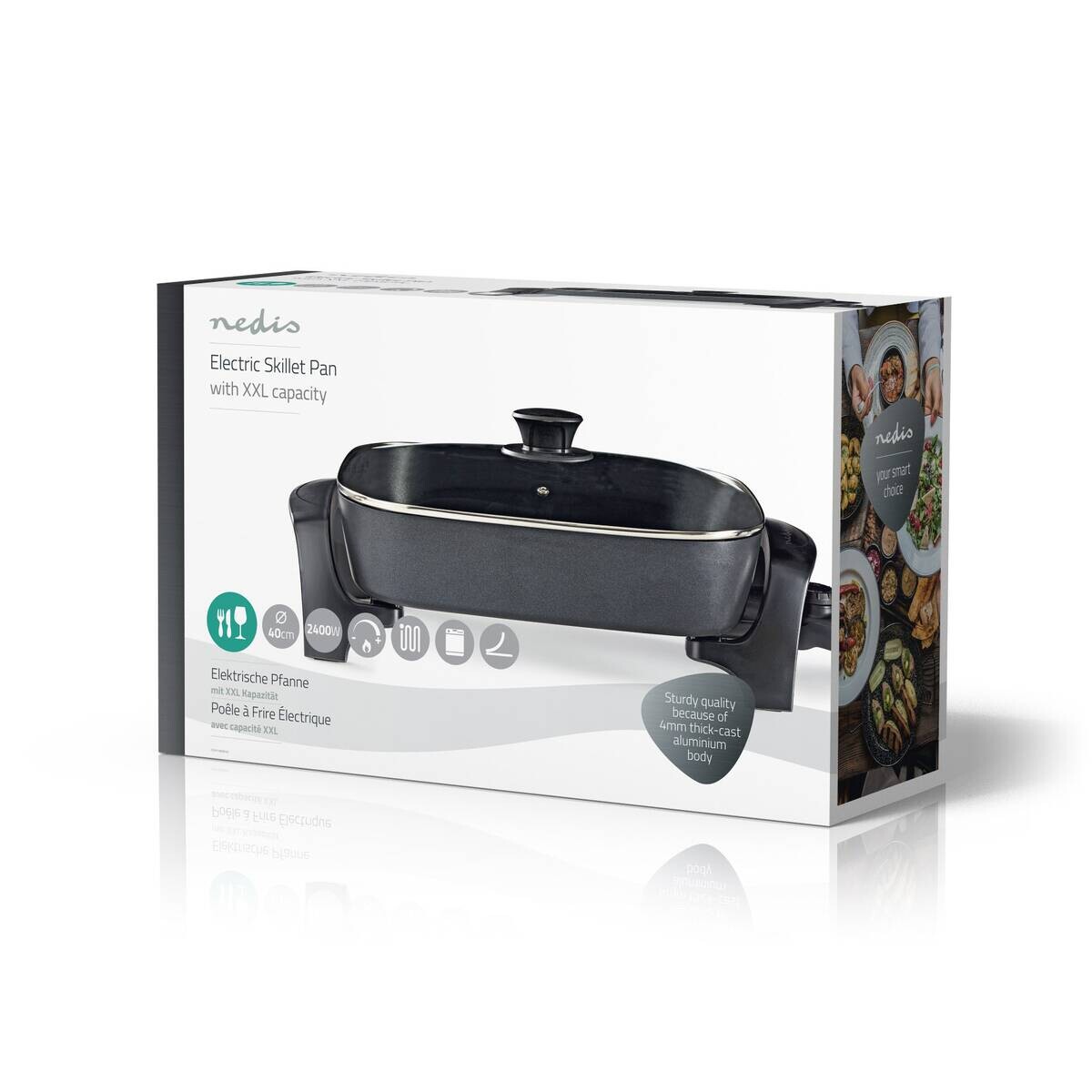 Nedis Elektrische Pfanne schwarz Aluminium Kunststoff B/H/L: ca. 30,2x8x39 cm