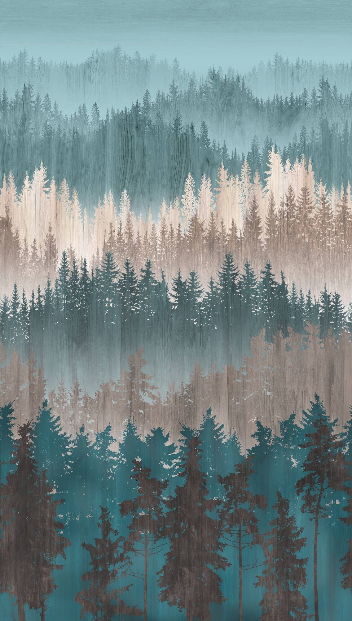 Livingwalls Fototapete Bäume blau braun beige B/L: ca. 280x159 cm