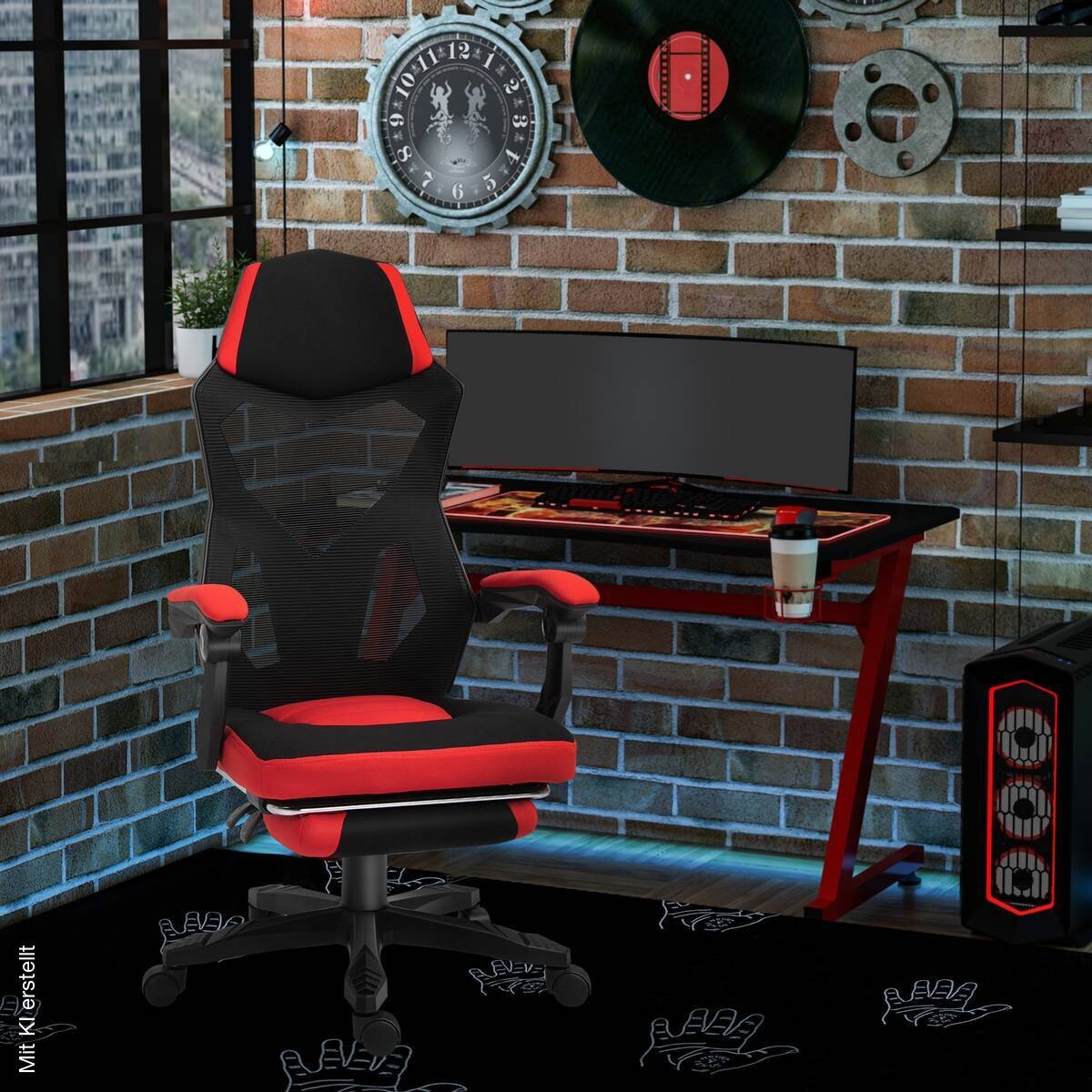 Drehstuhl 921-233 schwarz rot