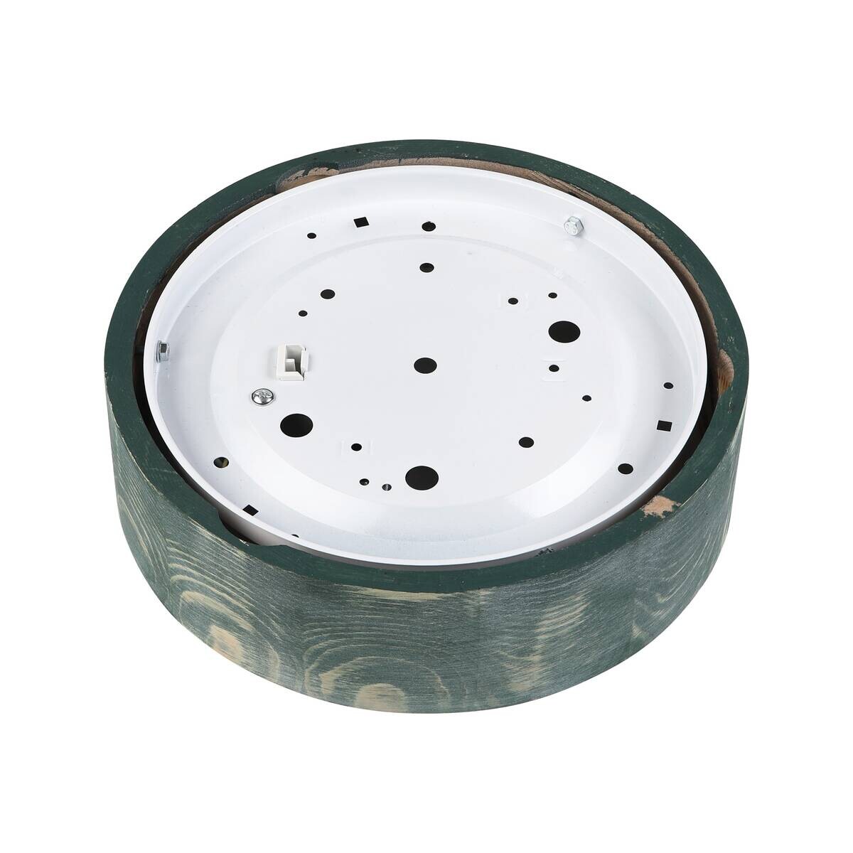 Lamkur Deckenleuchte grün hellbraun Holz Glas B/H/L: ca. 28x28x10 cm 1 Brennstellen