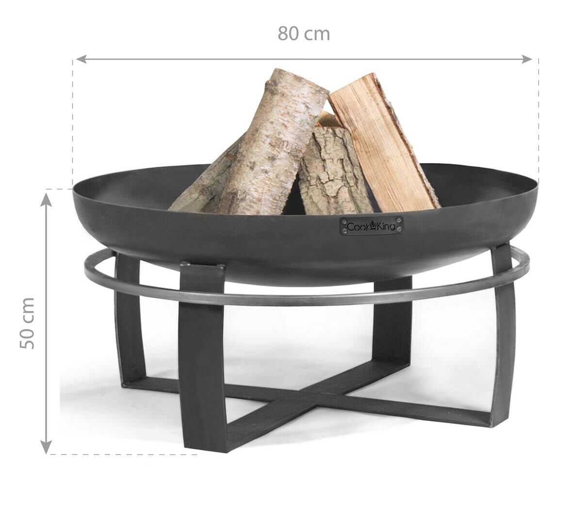 CookKing Feuerschale Viking 80 schwarz Stahl B/H/T: ca. 80x36x80 cm