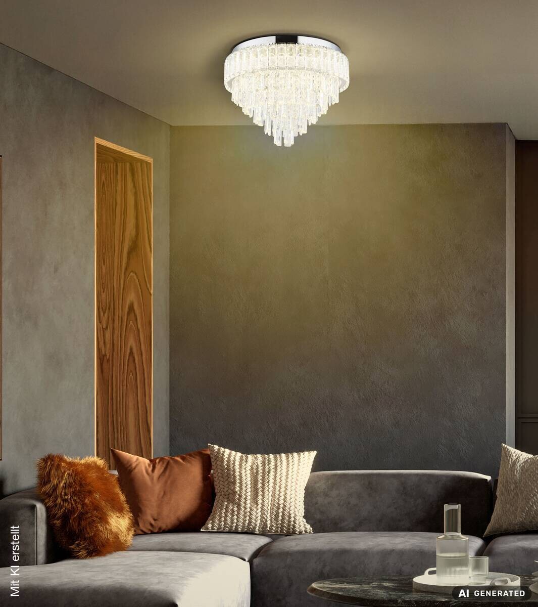 GLOBO LED-Deckenleuchte CRYSTALIA Edelstahl H/D: ca. 36x49 cm 1 Brennstellen