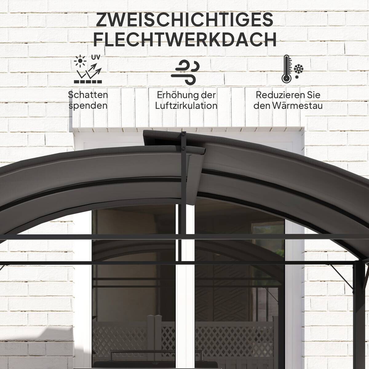 Outsunny Grillpavillon dunkelgrau Polyester B/H/L: ca. 110x235x233 cm