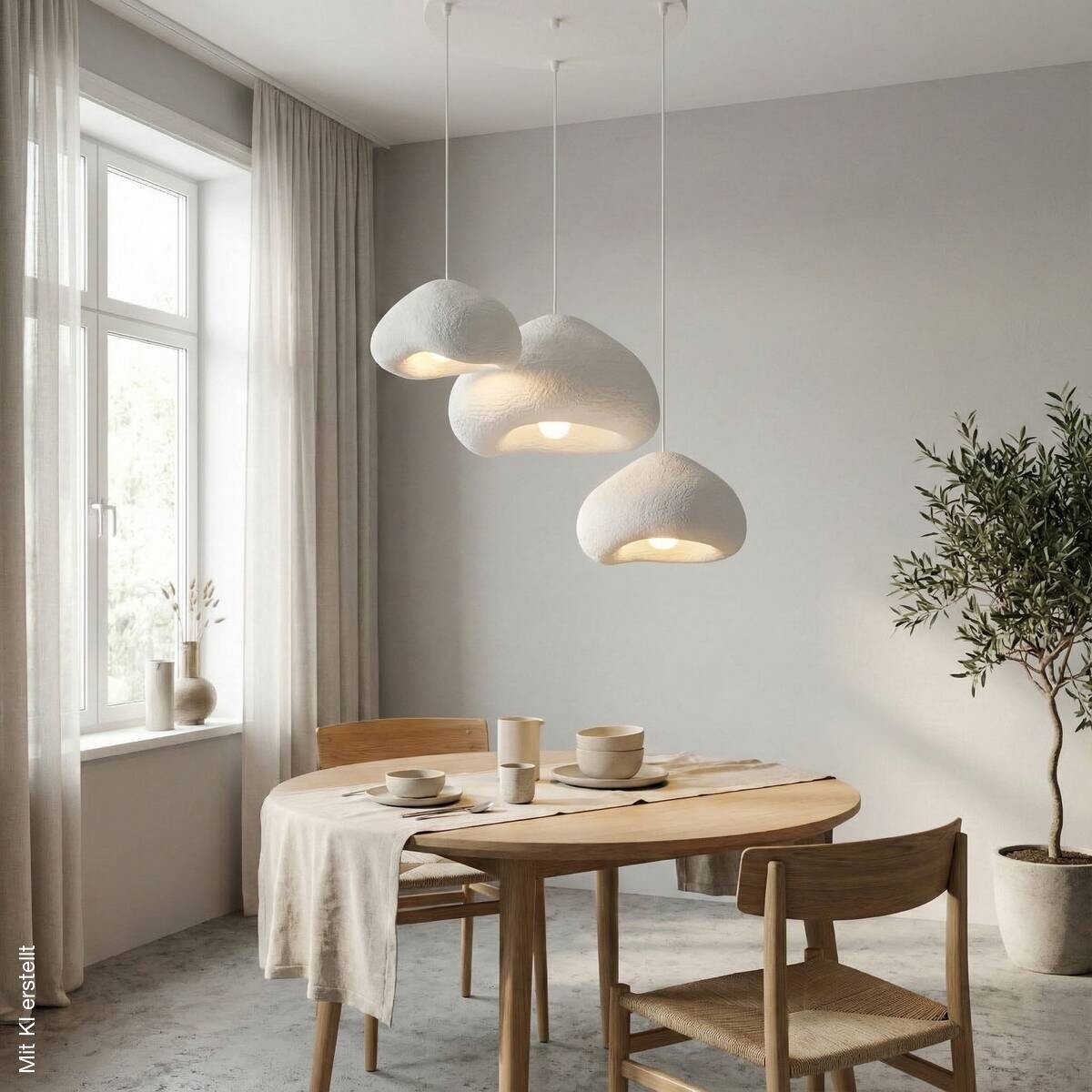 Opviq Pendelleuchte weiß Fiberglas Metall B/H/T/L/D: ca. 82x115x82x82x82 cm E27 3 Brennstellen