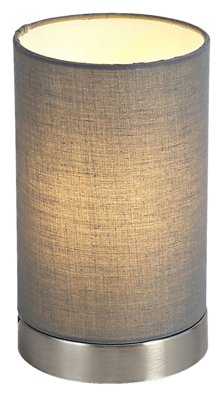 POCOline Tischleuchte Robin grau nickel matt Stoff Metall H/D: ca. 20x12 cm E14 1 Brennstellen