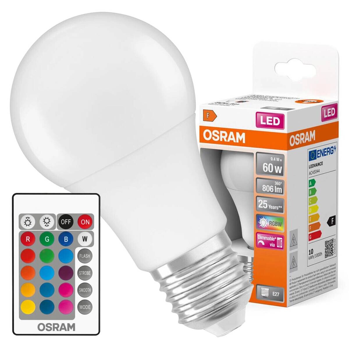 OSRAM LED-Leuchtmittel RGBW mit Fernbedienung AC45044 E27