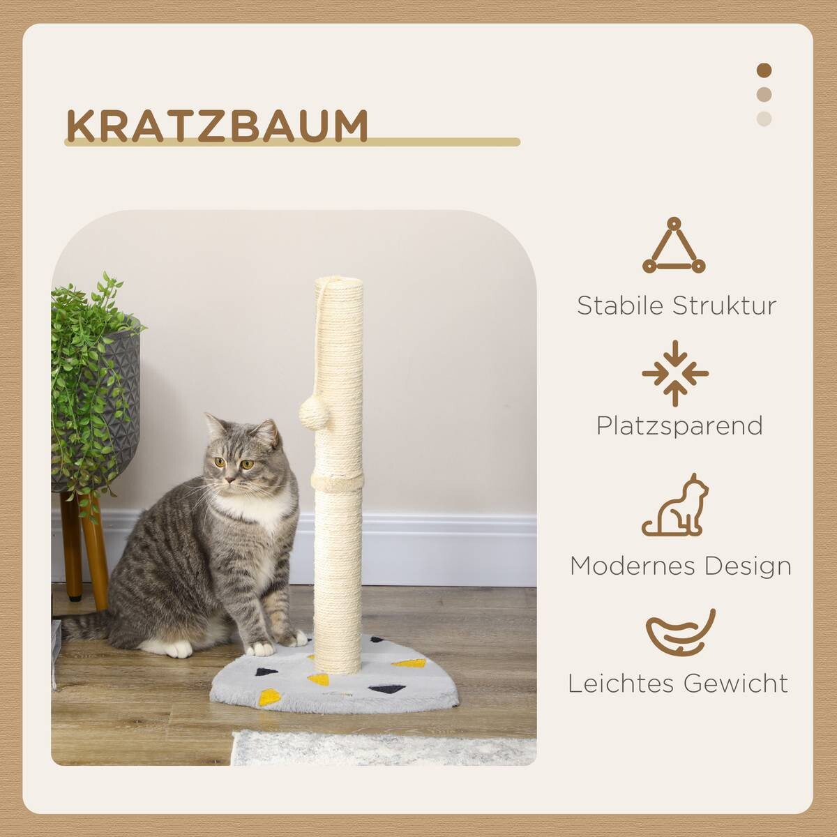 PawHut Kratzbaum hellgrau Spanplatte B/H/L: ca. 35x62x35 cm