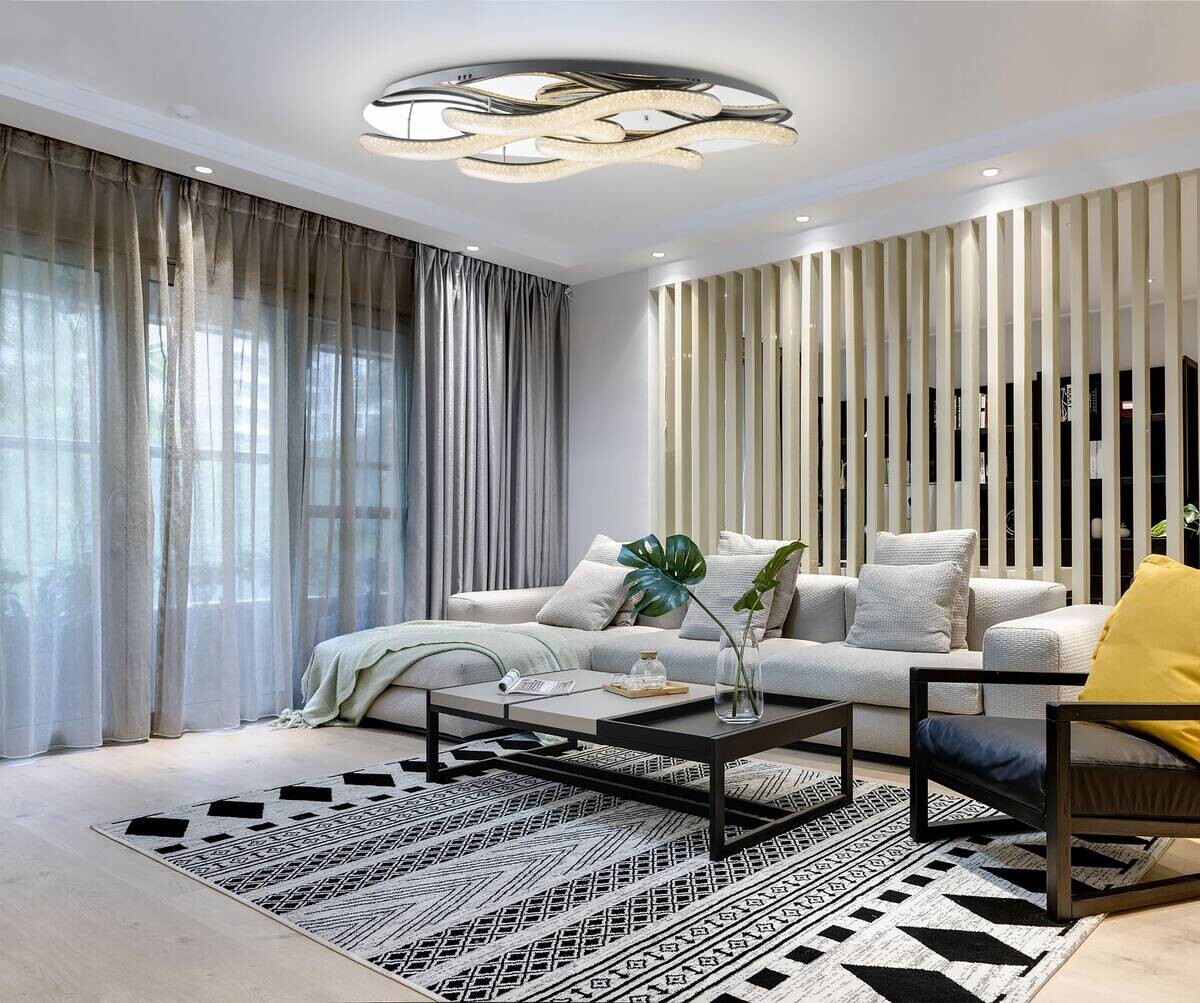 POCOline LED-Deckenleuchte Lio Chrom Metall Acryl B/H/L: ca. 32x12,5x75 cm