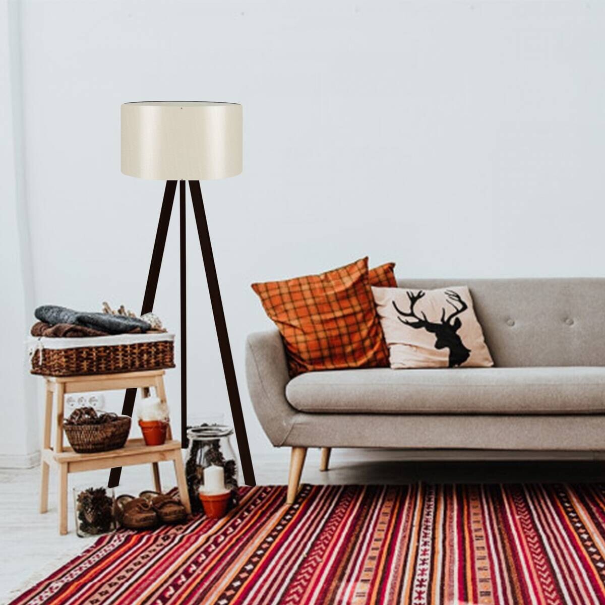 Opviq Stehleuchte MDF PVC B/H/T/L/D: ca. 38x140x38x38x38 cm E27 1 Brennstellen