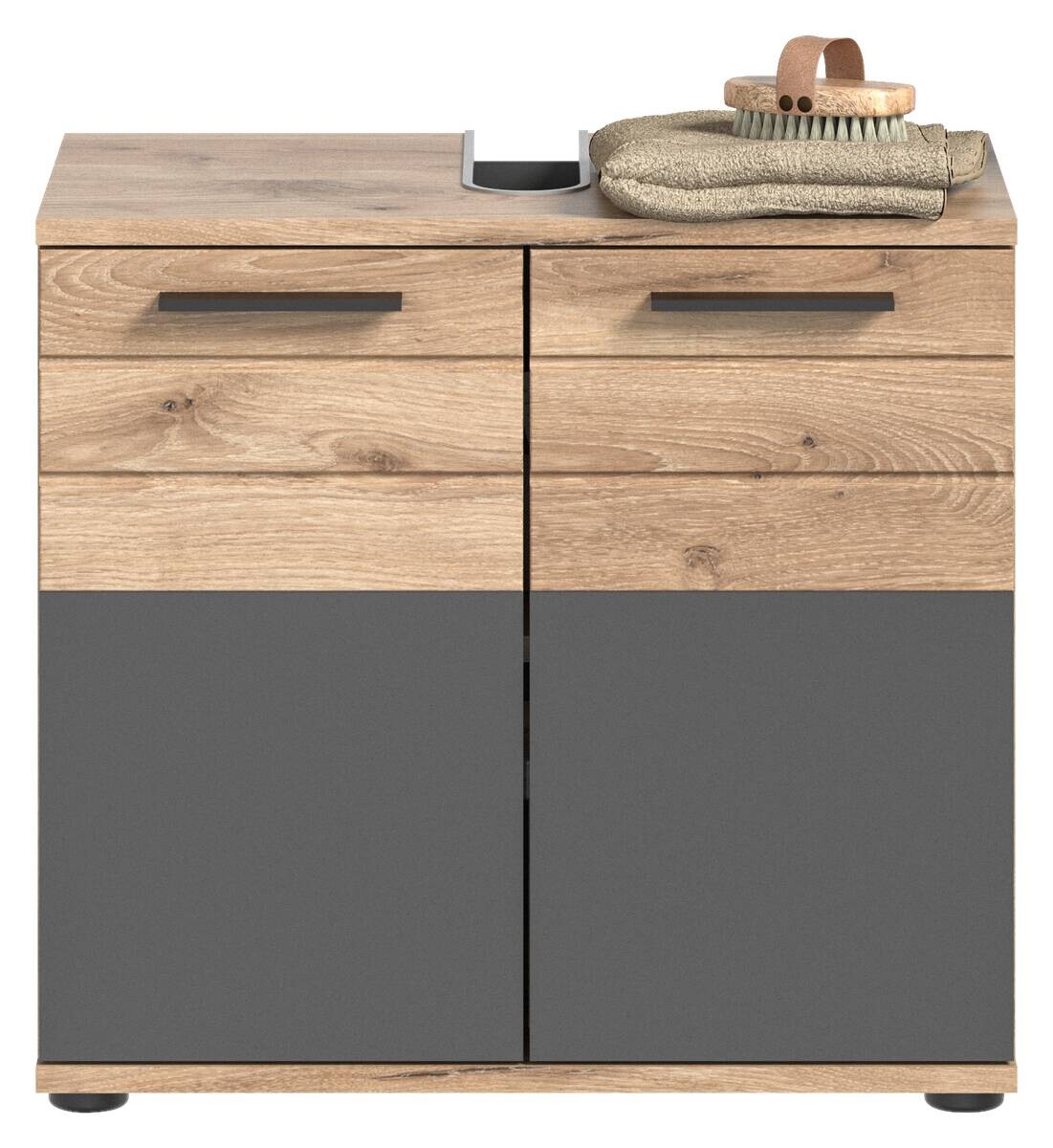 Badezimmer-Set MASON Nox Oak Nachbildung edles Basaltgrau Nachbildung B/H/T: ca. 164x190x34 cm
