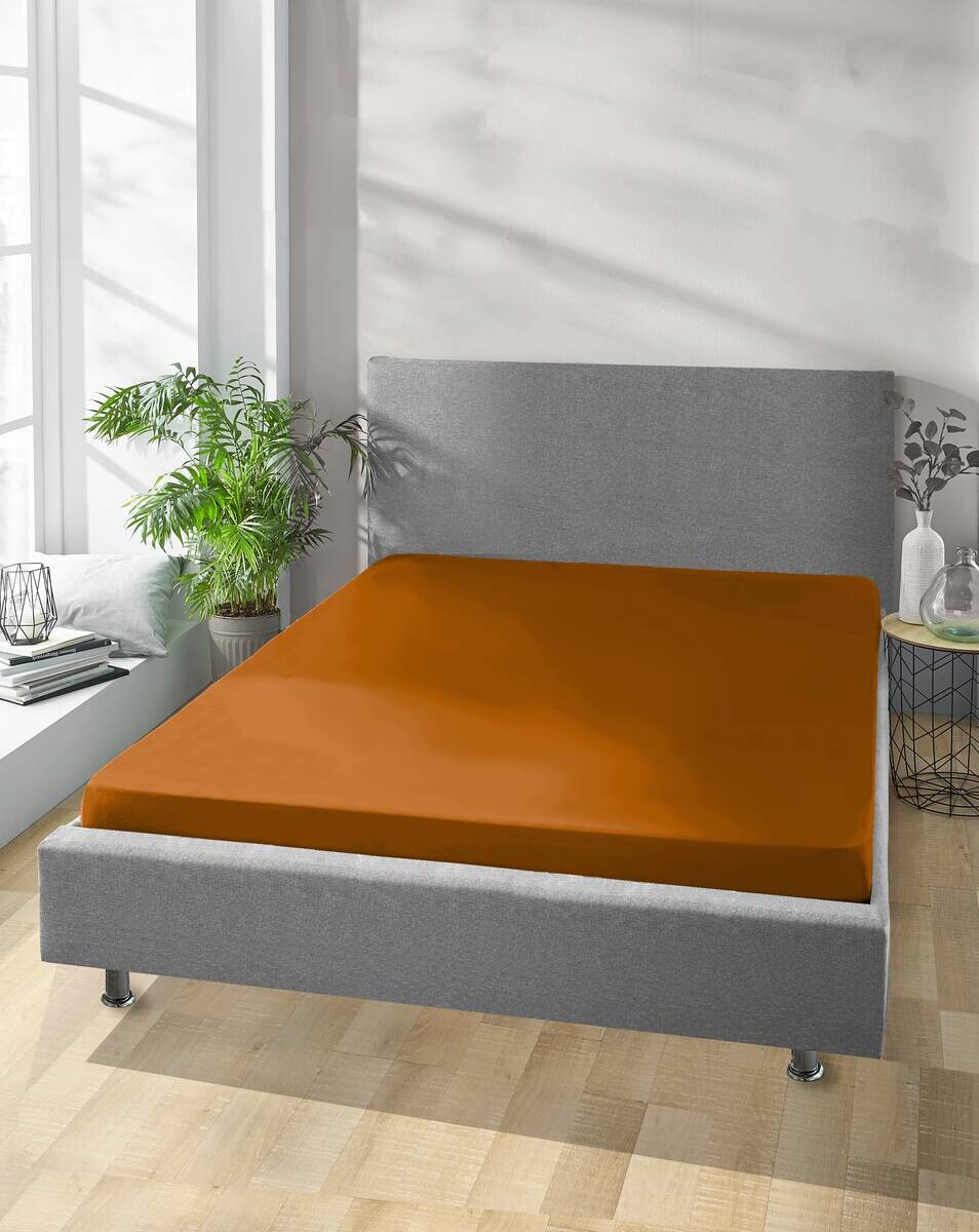 Jersey Spannbetttuch rost Baumwolle B/H/L: ca. 150x28x200 cm
