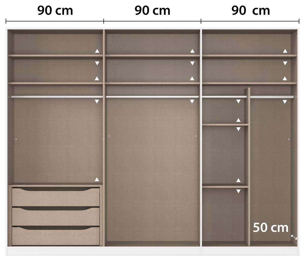 Kleiderschrank Alabama grau B/H/T: ca. 271x210x54 cm