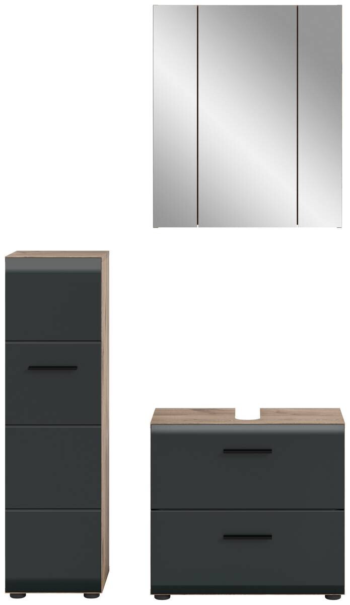 Badezimmer-Set Ice Nox Oak Nachbildung schwarz matt B/H/T: ca. 105x185x30 cm