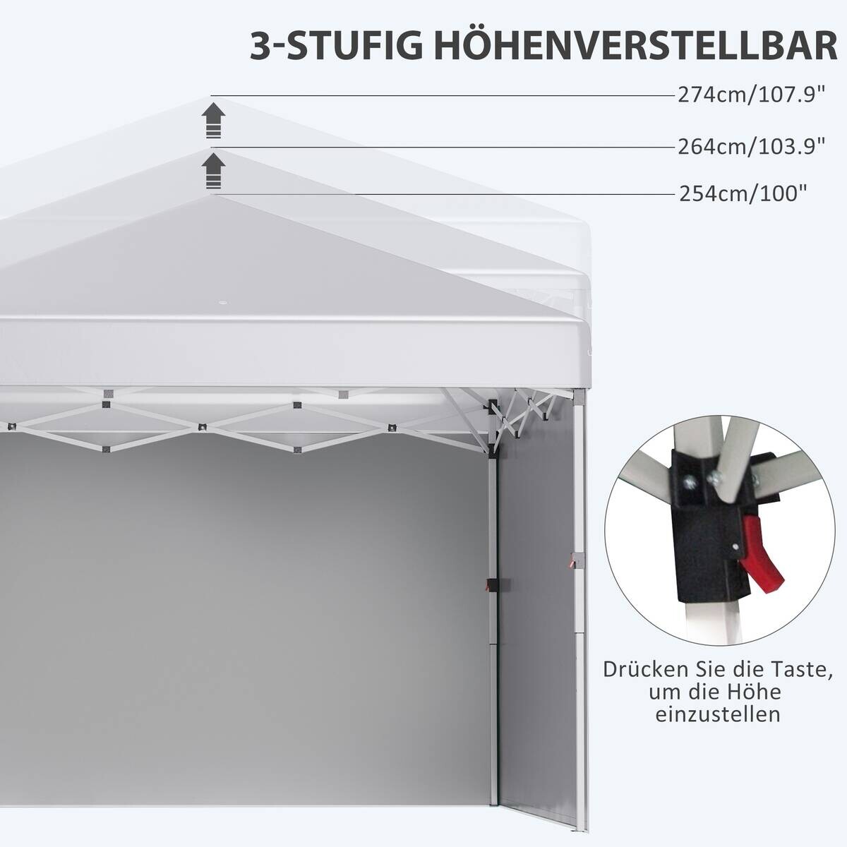 Outsunny Pavillon weiß Polyester B/H/L: ca. 297x297x274 cm