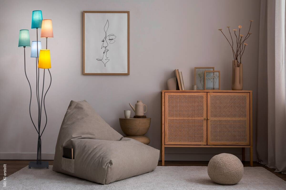Näve Leuchten Stehlampe 2074761 multicolor Metall Textil B/H/T: ca. 35x163x40 cm 5 Brennstellen