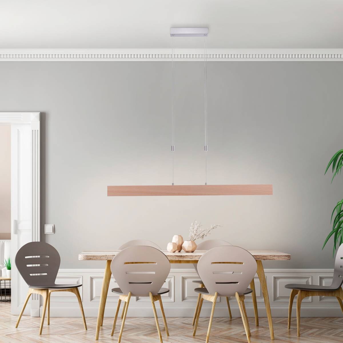 Just Light LED-Pendelleuchte AMANDA 11420-78 natur Aluminium B/H/T: ca. 110x160x5 cm 1 Brennstellen
