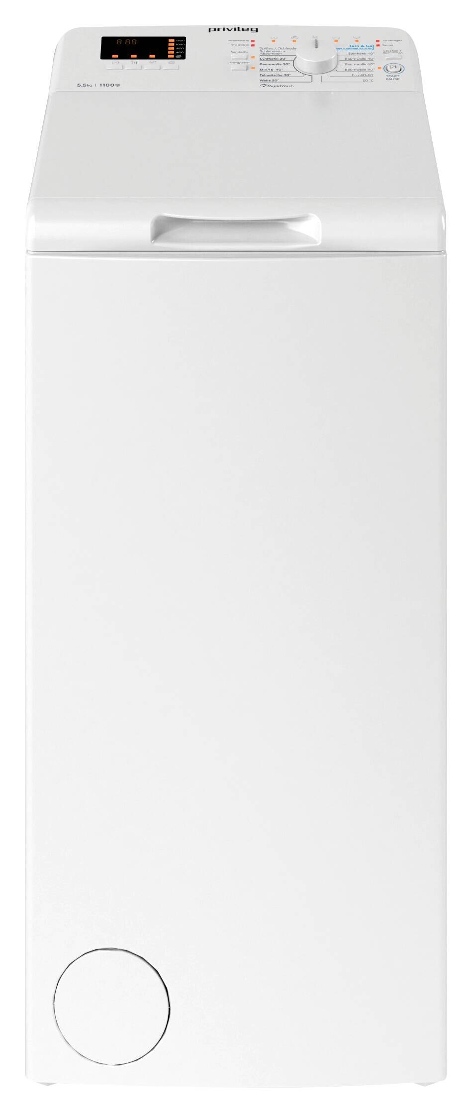 Privileg Waschmaschine-Toploader TL PWT LC55 DE EEK: C Spektrum: A bis G 5,5kg weiß B/H/T: ca. 40x90x60 cm