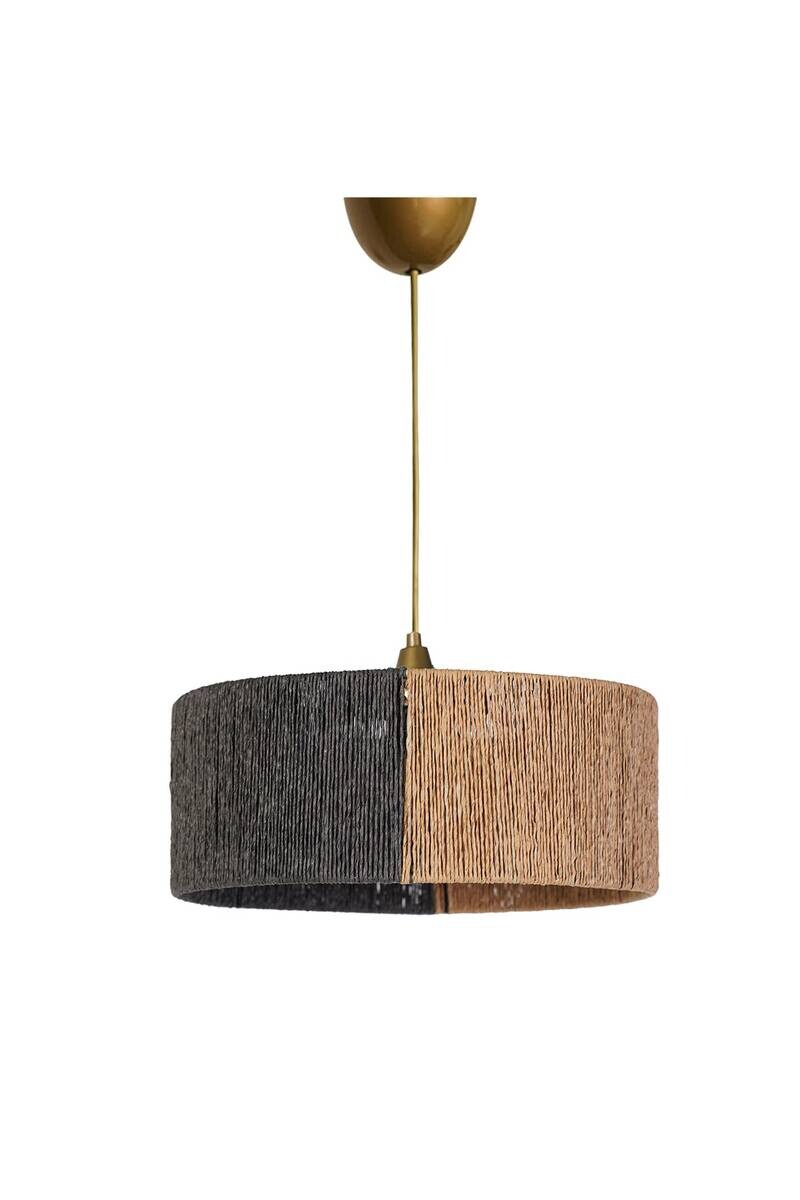 Opviq Pendelleuchte Nerz grau Kunststoff Baumwolle B/H/T/L/D: ca. 30x52x30x30x30 cm E27 1 Brennstellen