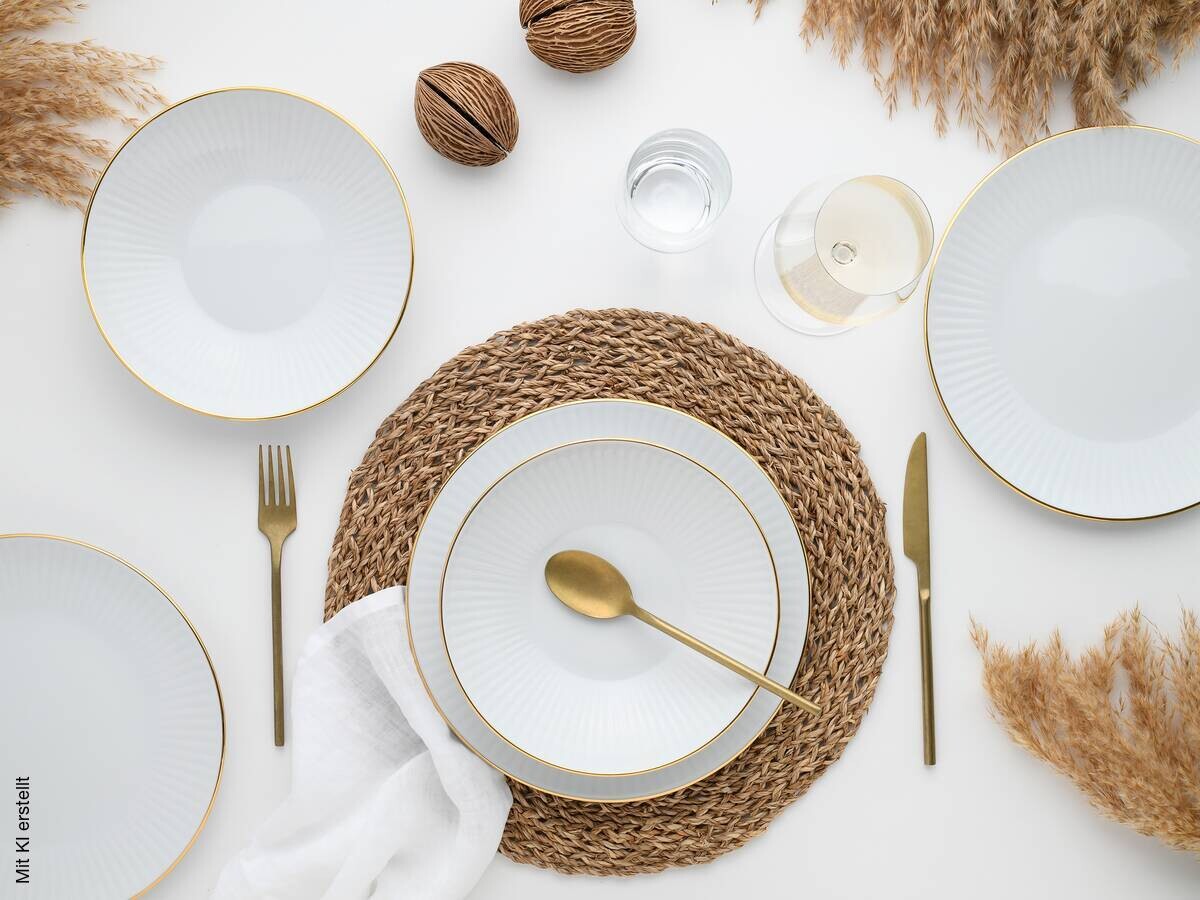 CreaTable Tafelservice Valencia gold Porzellan 12 tlg.