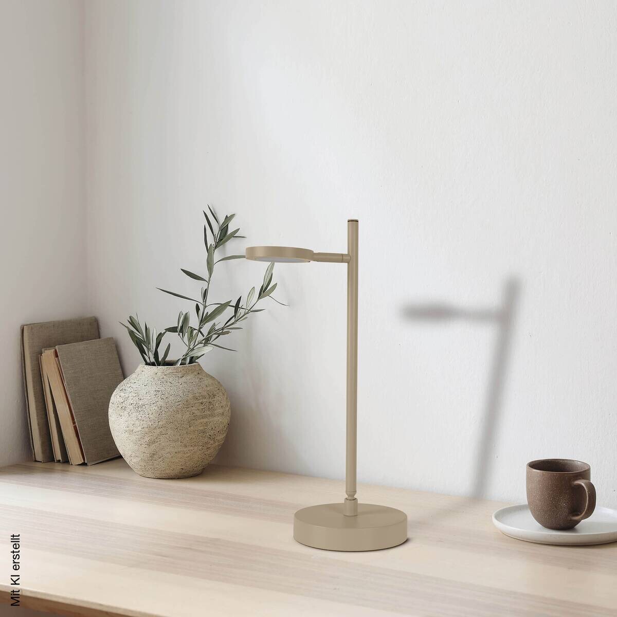 Näve Leuchten LED-Tischleuchte beige Metall B/H/T: ca. 22,6x45x16 cm