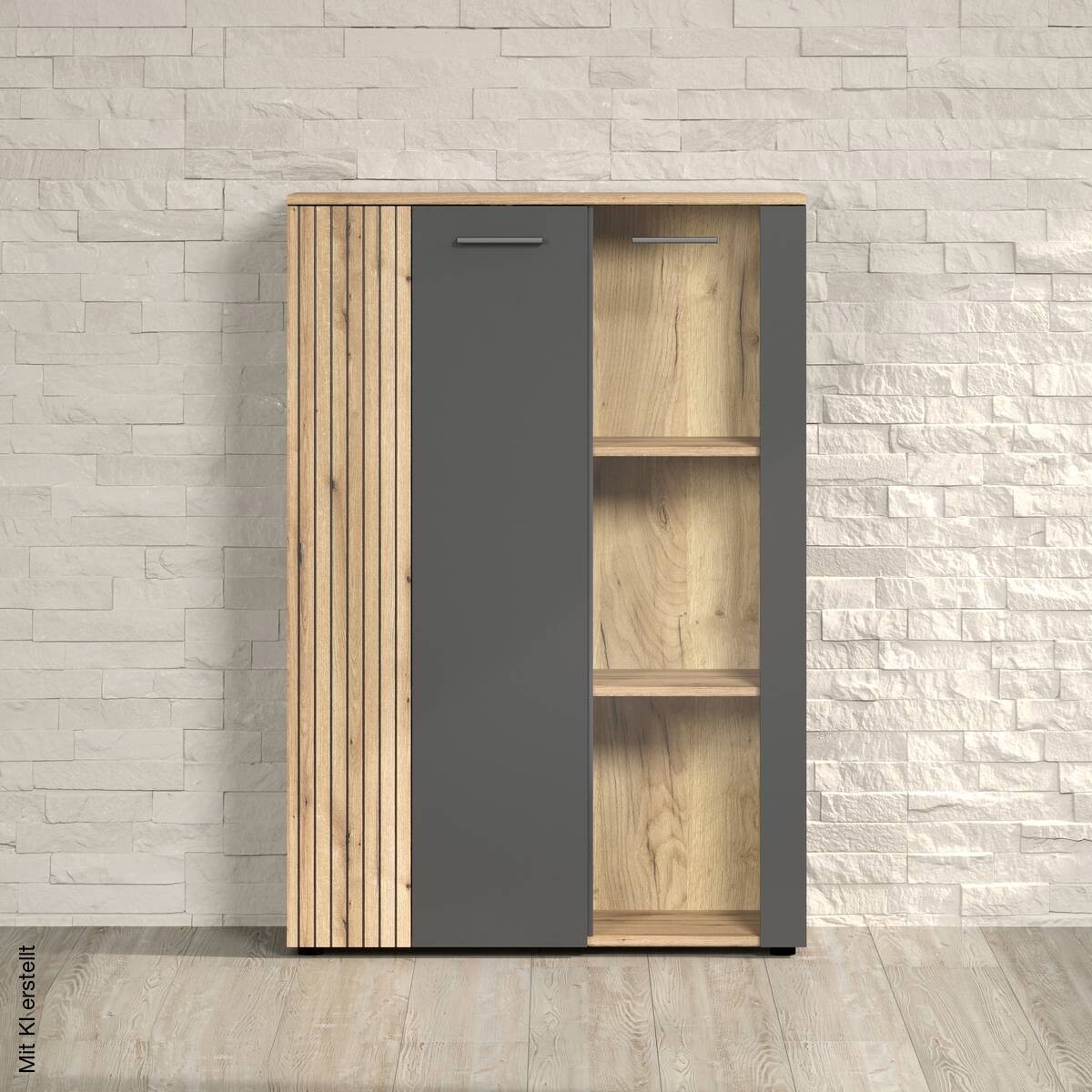 Vitrine Esteban anthrazit Eiche Evoke Coast Nachbildung B/H/T: ca. 90x132x34 cm