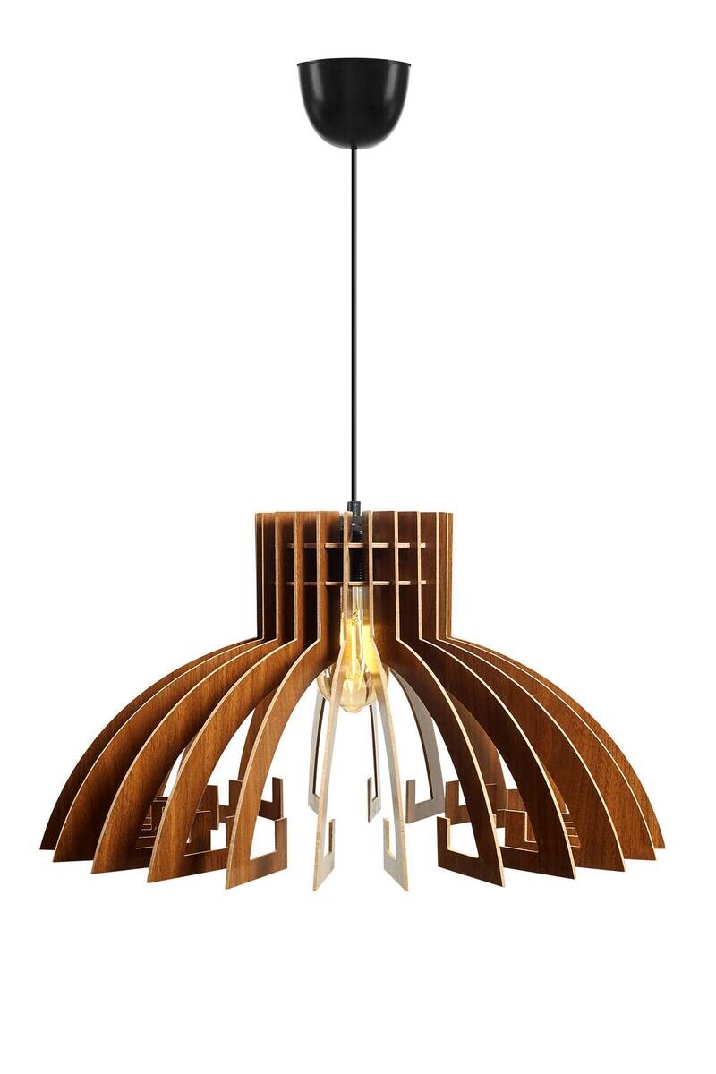 Opviq Pendelleuchte braun MDF B/H/T/L/D: ca. 39x55x39x39x39 cm E27 1 Brennstellen