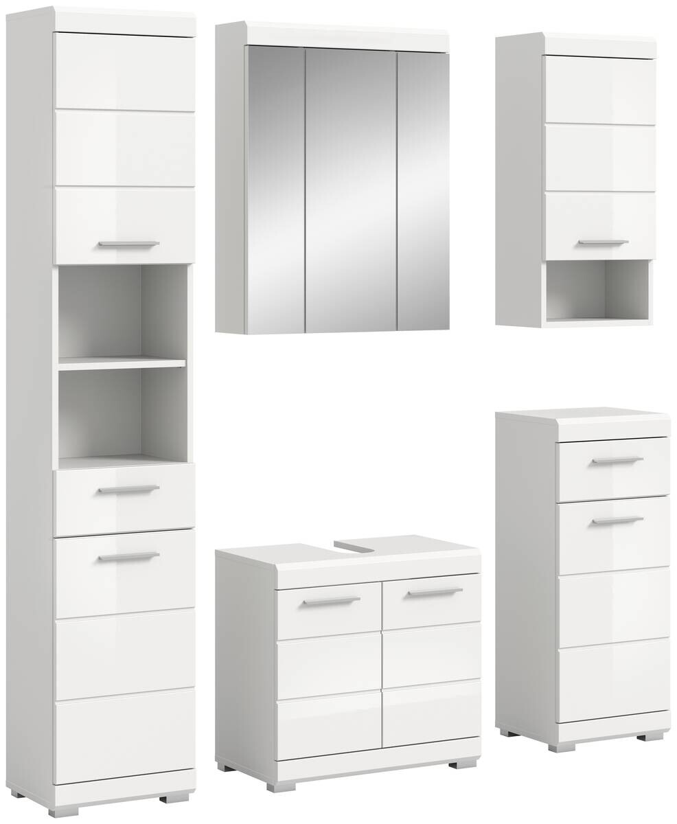 Badezimmer-Set Scout weiß weiß Hochglanz B/H/T: ca. 164x191x34 cm