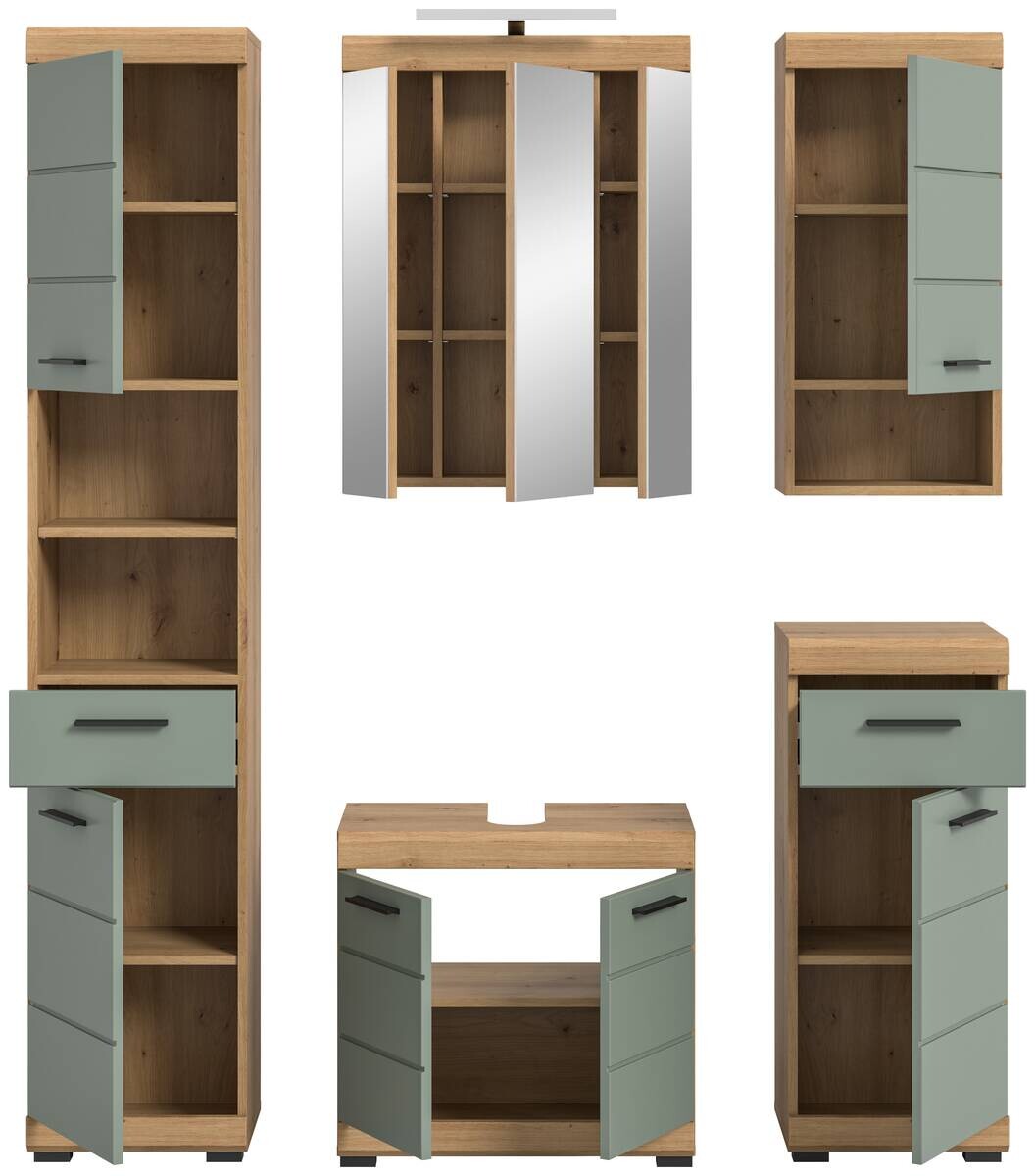 Badezimmer-Set Scout Eiche Artisan Nachbildung salbei Nachbildung B/H/T: ca. 164x191x34 cm